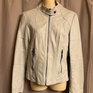 Max Jeans Ivory Soft Faux Leather Jacket Women's S